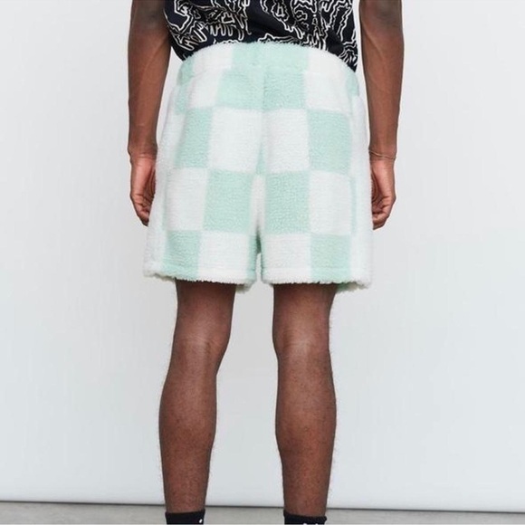 Lazy Oaf Limited Edition Pistachio Checkerboard Fleece Shorts - Picture 3 of 11